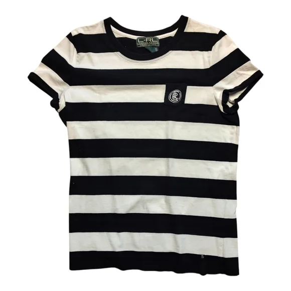 L-RL Lauren Active Ralph Lauren Women Strike T-shirt Black White Size Large - Picture 1 of 5